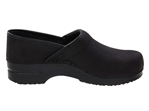 Sanita Pro Textured Oiled Wide Professional Clogs For Men - Arch Support, Durable, Closed-Back Slip-On Shoes - Black, Mens 9.5-10 #TOP5
