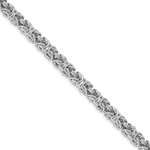 6 mm 925er Sterlingsilber, rhodiniert, mit 1,2 cm Verlängerung, byzantinisches Armband, 18 cm – Gliederarmband für Damen, Einheitsgröße, Metall Silber Metall Rhodium Silberfarben, Kein Edelstein
