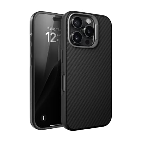 WOODCESSORIES Carbon Case for iPhone 16 Pro Max Compatible with MagSafe| Lightweight, Soft Touch | iPhone Cover Black with Raised Edges for Camera Protection Cover
