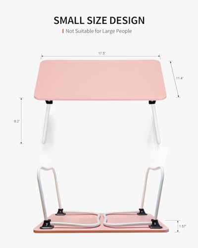 Image of FISYOD Foldable Lap Desk, Laptop Bed Desk, Portable Bed Table, Laptop Stand for Bed & Couch, Lightweight & Mini - Pink