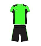 Kinder Jungen Sportkleidung Set Zweiteiler Kurz Fußballuniform Loose Fit Trainingsanzug Kurz Ärmel Atmungsaktives Jogginganzug Fitness Sportswear (134, Neon Grun)
