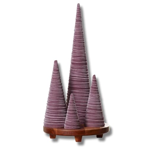 Image of Your Heart's Content Mulberry Velvet Trees Set of 4, Valentine Tree Tabletop, Cozy Purple Mantel Accent, Cozy Gift for, Luxurious Winter Tablescape (Mulberry)
