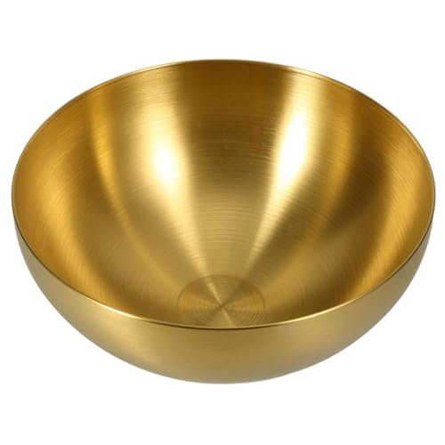 JHKNNK Tazón para Servir Ensaladas de Acero Inoxidable Dorado, 20 Cm, Bol Reutilizable para Mezclar Alimentos y Fideos, Ensaladera Práctica para Cocina y Reuniones Familiares
