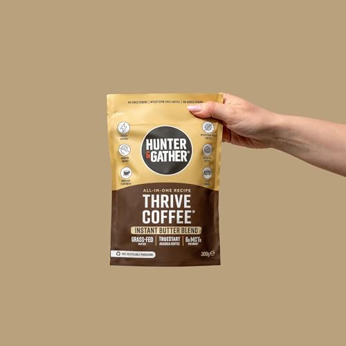 Hunter & Gather Grass-Fed Thrive Coffee 300g All-In-One Bulletproof Keto Coffee Recipe | Organic MCT, Butter, Arabica; Mycotoxin-Free