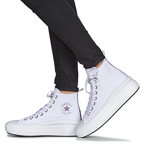 Converse Kids Chuck Taylor All Star Move Platform Canvas HI, White/Pixel Purple/White, 7