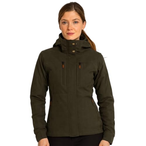 Game Ladies Elise Waterproof Jacket Multipocket Hooded Hunters Green Womens Coat