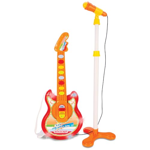 Bontempi- Baby Rock Guitar with Stand Microphone, Multicolor (24 5025)