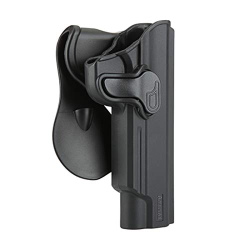 XSHION Colt 19115'' OWB Holster, Girsan 1911 MC/Variants 1911/Browning MK3/Tokyo Marui/WE/KJW/KSC/KWA 1911 Series,360 Rotations Tactical Polymer Paddle Holsters - Right-Handed Black