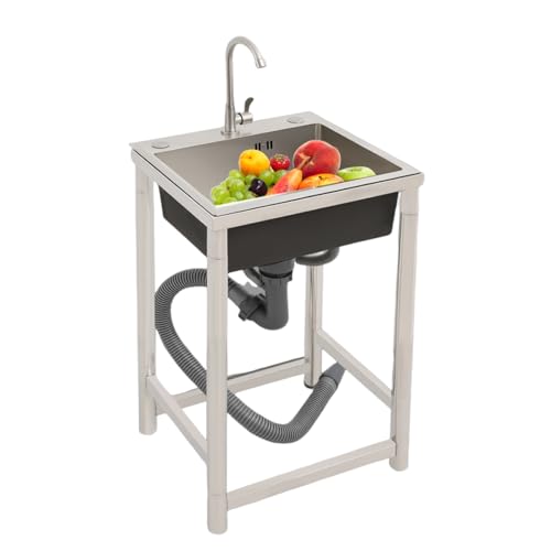 Lavello multifunzionale in acciaio inox, lavello mobile, lavello a libera installazione per esterni, 45x41x75 cm Lavello da cucina commerciale per cucina all'aperto, ristorazione e campeggio ecc