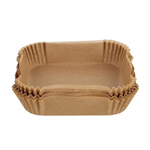 Disposable air fryer paper liners, waterproof and grease proof, 200PCS 6 inch square baking paper, suitable for all kinds of grills, steamers -A-（16*4.5CM)