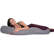 Deluxe Comfort Microbead Body Pillow 47" x 7" Mooshi Squishy Soft Prenatal Pregnancy Pillow Full-Body Side Sleeper Body Pillow, Grey