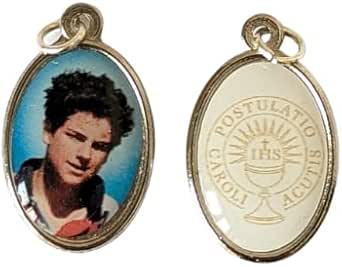 Medaglia Devozionale Carlo Acutis - Argento, Con Simbolo Eucarestia, 2 Cm, Per Collana O Tasca - Foto 2
