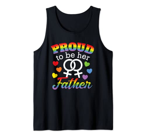 Orgulloso papá gay hija arco iris orgullo bandera LGBTQ padre aliado Camiseta sin Mangas