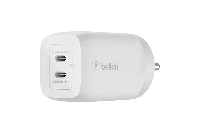 Belkin 65W GaN Dual USB-C Type C PD 3.0 Fast Charger Pps