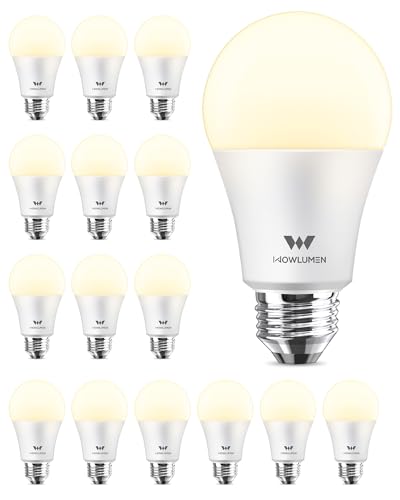 WOWLUMEN A19 LED Light Bulb,9W E26 Light Bulbs(60 Watt/80 Watt Equivalent),3500K Warm White,Non-Dimmable,800LM Standard Base for Bedroom, Kitchen, Living Room, Office,UL Listed,16 Packs