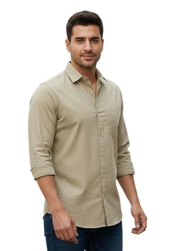 Image of Tagas Men's Shirt|Men's Everday Regular Fit Solid Shirt | Cotton Rich |Men's Washed Cotton Twill Casual Shirt - Regular Fit|(Available in Plus Sizes)