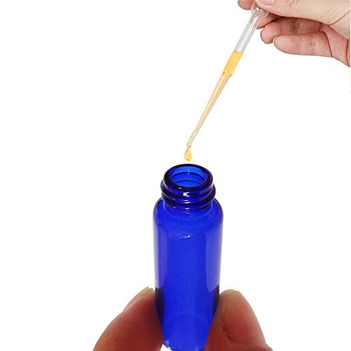 Pacote com 6 frascos de vidro vazios azuis de 5 ml para perfumes de óleos essenciais, recipientes de