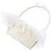 Amosfun - Cestino per fiori da matrimonio, in pizzo, per matrimonio, damigella d'onore, portatile, per cerimonia nuziale (bianco)