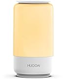 Rechargeable Dimmable Bedside Lamp, HUGOAI Cordless Table Lamps for Bedrooms, Night Lights LED Nightstand Lamp with Shades of White Lights and Vibrant RGB Colors, White