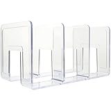 Cabilock Soporte para Guardar Libros Transparente de Acrílico, Organizador de Libros de Escritorio Tres Compartimentos, Deflector Estable para Oficina y Estudio