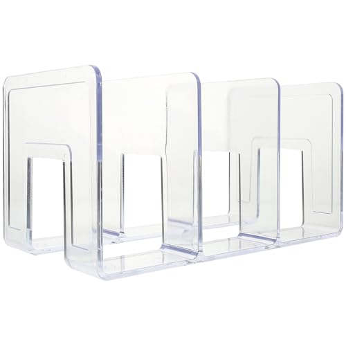 Cabilock Soporte de Libros Acrílico Transparente Multifunción con Base Estable y Tres Compartimentos Organizador de Archivos para Escritorio de Oficina Estantería Moderna para Documentos y