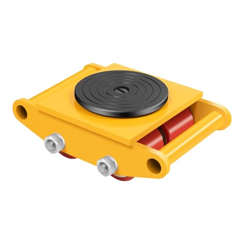 LKHDONG Ruedas de transporte 6T para cargas pesadas, carro de transporte, ruedas industriales con 4 ruedas direccionales de poliuretano, color amarillo, 280 x 210 x 110 mm