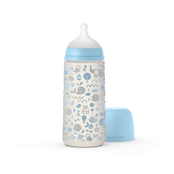 Suavinex Symetrique Sx Pro L Memories Babyflasche, 360 ml, Blau