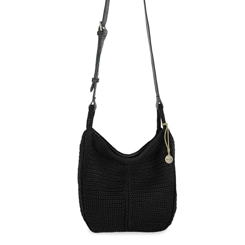 Image of The Sak Los Feliz Crossbody Purse - Hand Crochet Women's Handbag for Everyday & Travel - Cross Body Bag With Zipper Pockets & Adjustable Shoulder Bag Strap - Black