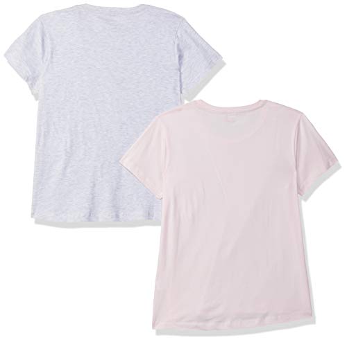 Image of Amazon Brand - Jam & Honey Girl's Plain Regular Fit T-Shirt (Pack of 2) (JHSS20GTSH102 Grey Melange + Lt. Pink 9-10 Years)