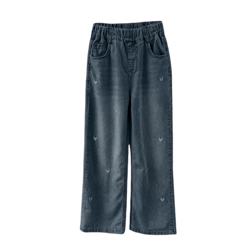 Girls Jeans Star Stitching Decorated Wide Leg Baggy Denim y2k Pants 2025 Kids Y2K Streetwear Pants 5-16 Years