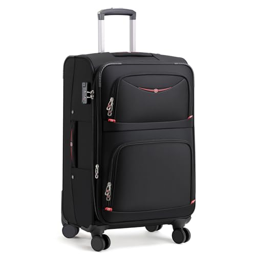 ROPLUS 25-Inch Expandable Softside Spinner Luggage Black