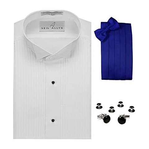 Wing Collar Tuxedo Shirt, Royal Blue Cummerbund Cover