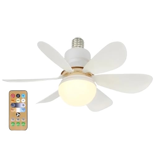 Ventilador de Teto com Luz LED Ajustável, Controle Remoto, 6 Pás, Silencioso, 40W, 42 cm, Econômico