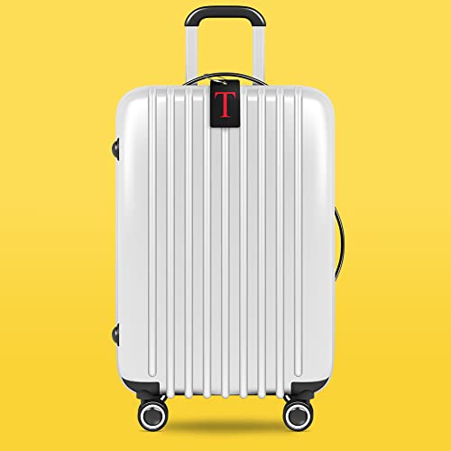 Étiquette de bagage initiale pliable noire avec boucle acier T