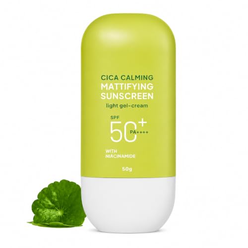 Image of CICA Calming Mattifying Sunscreen SPF 50+ PA++++ | Broad Spectrum UVA & UVB Protection | Lightweight Matte Finish | No White Cast | Daily Face Sunscreen | 50g