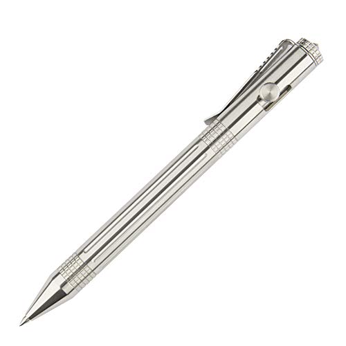 SMOOTHERPRO Bolt Action Pen Stainless Steel Pen with Tungsten Tip Decent Durable Stainless Steel Pen Clip Military Design for EDC Outdoor Office Signature (SST331)