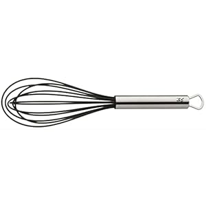 WMF Profi Plus Schneebesen mit Silikondrähte 25 cm, Cromargan Edelstahl mattiert, Silikon, Rührbesen, Quirl, spülmaschinengeeignet, hitzebeständig bis 200°C