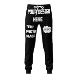 Custom Sweatpants for Men with Text Photo Logo Personalized Pants Add Your Design Customized Long Pants Funny Gifts for Men Black S