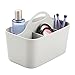 mDesign Small Plastic Shower/Bath Storage Organizer Caddy Tote with Handle for Dorm, Shelf, Cabinet - Hold Soap, Shampoo, Conditioner, Combs, Brushes, Lumiere Collection, Light Gray