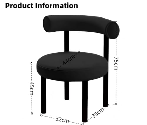 كرسي طعام عصري من الجلد الصناعي الاسود من دوليو بتصميم ظهر منحني مع ارجل معدنية سوداء، مقعد فانيتي