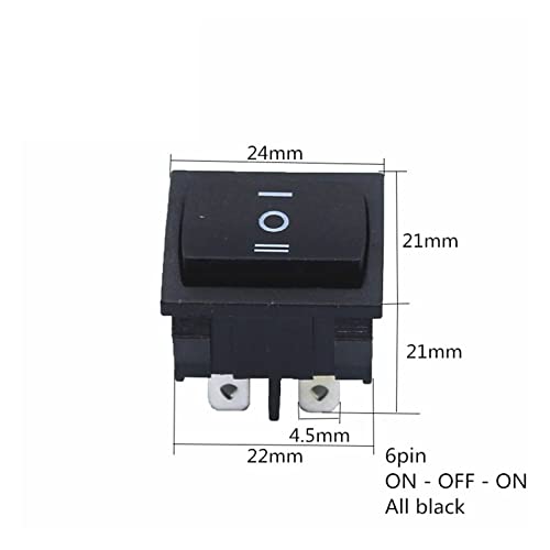 Kit de interruptores basculantes KCD5 21x24mm 6 pines 3 posiciones negro 2