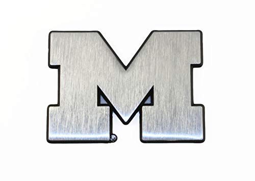 Michigan MICH Wolverines Premium Metal Auto Emblem (Brushed Matte)
