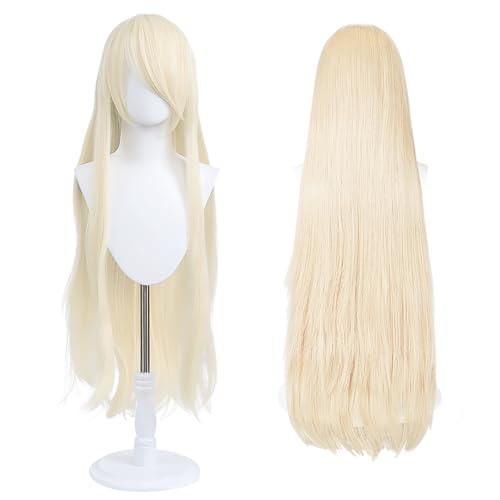 UTIEHD 100cm / 40 Inch Long Wig, Universal Costume Wig, Perfect for Party, Festivals, and Halloween (Light Blonde)