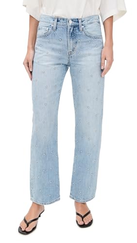 Image of PISTOLA - Lexi Mid Rise, Signature Bowed Straight Jeans - Light Denim Jeans