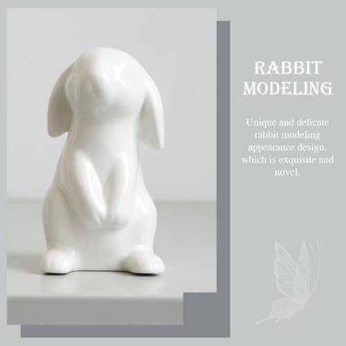 Figurines de lapin de Pâques en céramique blanche (lot de 4) - Décoration de table