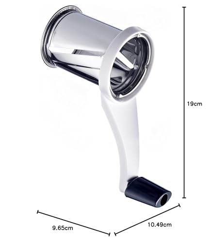 Foto von Westmark Trommelreibe/-hobel mit 3 Schneidtrommeln und integriertem Stößel, Rostfreier Edelstahl/Kunststoff, Trio, Weiß/Anthrazit, 11722260