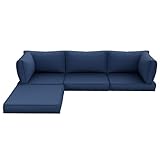 Amopatio Outdoor Cushions for Patio Furniture, Replacement Cushions for Outdoor Sectional, Waterproof & Fade Resistant Couch Cushion for 4-Seat Patio Furniture Sofa (Navy)