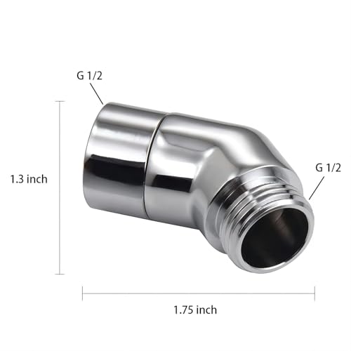 Duschkopf-Adapter, 135-Grad-Winkeladapter aus massivem Messing, G1/2 Duschkopf-Verlängerungsverbinder (verchromt) (drehbar)