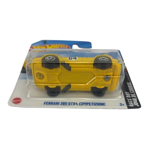 Hot Wheels Ferrari 365 GTB4 Competizione JBC19 HW Race Day 10/10 Short Card Yellow Ferrari Licence Mattel 2025 1:64