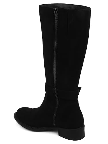 Image of ELLE Women High-Top Block Heel Fashion Boots With Buckle Detail